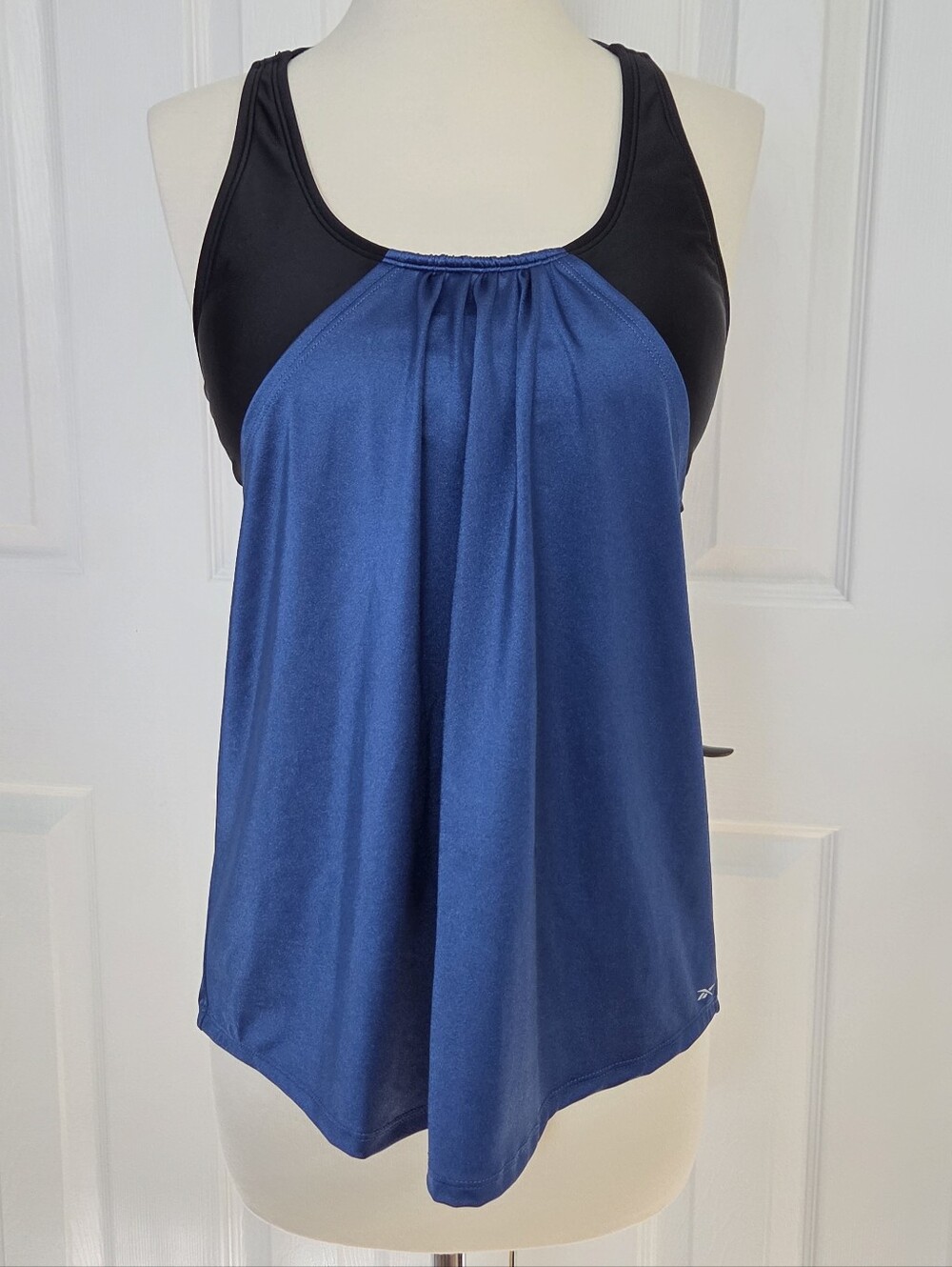 Reebok Sparkling Midnight Blue Core Black Strappy Back Tankini Swim Top Medium View 4